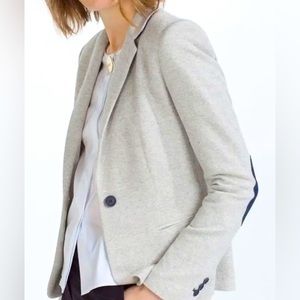 ZARA Herringbone Grey & Navy Blazer Jacket With Elbow Patches Size Medium